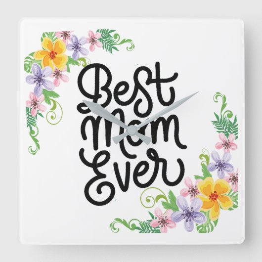Beste mama ooit kleurrijk vierkante klok (Voorkant)