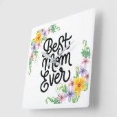 Beste mama ooit kleurrijk vierkante klok (Hoek)