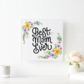 Beste mama ooit kleurrijk vierkante klok (Huis)