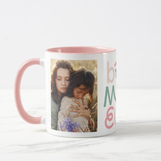 Beste mama ooit kleurrijke moderne typografie foto mok (Links)