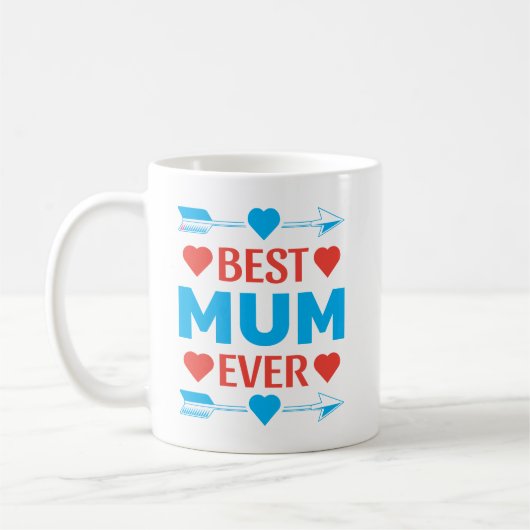 Beste mama ooit, liefdevolle Moederdag cadeau Koffiemok (Links)