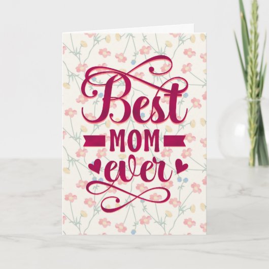 Beste mama ooit met bloemen kaart (Voorkant)