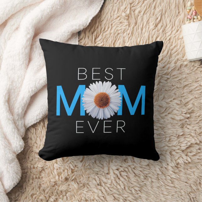 Beste mama ooit met Daisy Afbeelding print (blauw  Kussen (Deken)