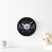 Beste mama ooit met Daisy Afbeelding print (Paarse Ronde Klok (Huis)