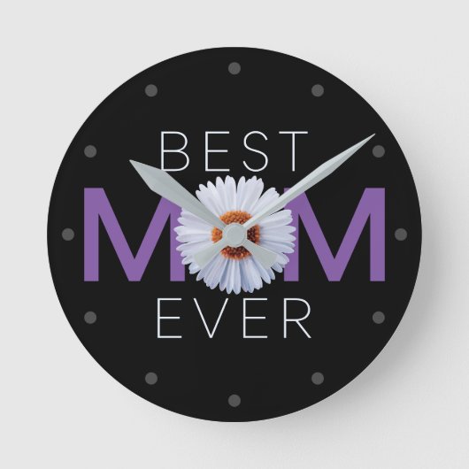 Beste mama ooit met Daisy Afbeelding print (Paarse Ronde Klok (Voorkant)