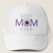 Beste mama ooit met Daisy Afbeelding print (Paarse Trucker Pet (Voorkant)