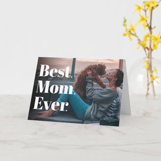 Beste mama ooit Modern Dog Mam Birthday - Aangepas Kaart (Gele Bloem)