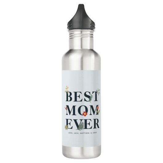 Beste mama ooit Modern Floral Moederdag Waterfles (Links)