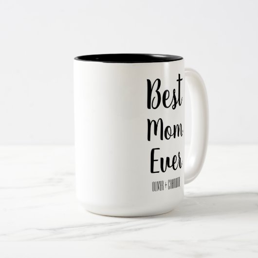 Beste mama ooit Moderne mammie Kinder Names Moeder Tweekleurige Koffiemok (Voorkant rechts)