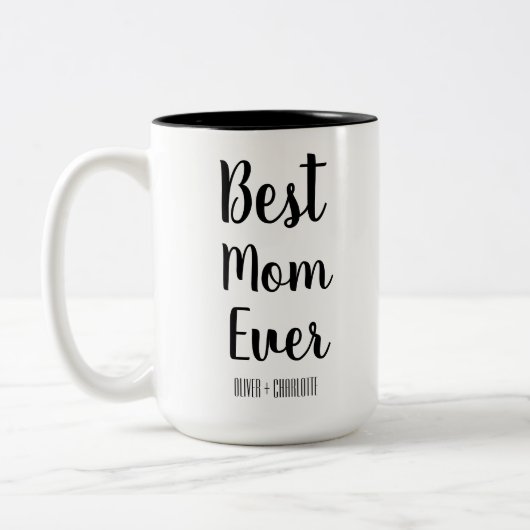 Beste mama ooit Moderne mammie Kinder Names Moeder Tweekleurige Koffiemok (Links)