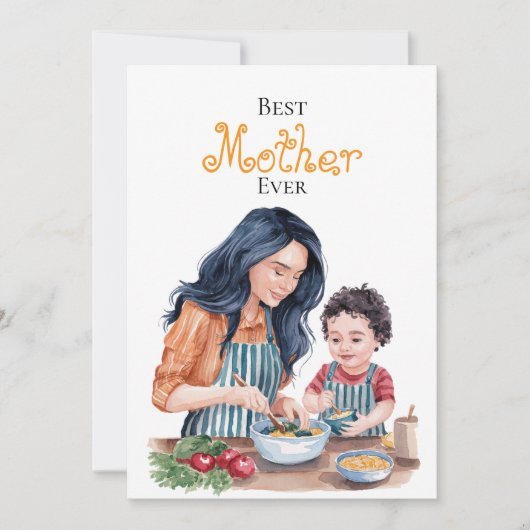 Beste Mama Ooit Moeder en Kind Watercolor Kunst Kaart (Voorkant)