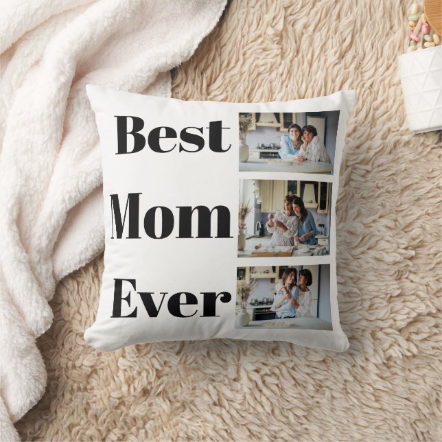 Beste Mama ooit Moederdag 3 foto collage Kussen (Deken)
