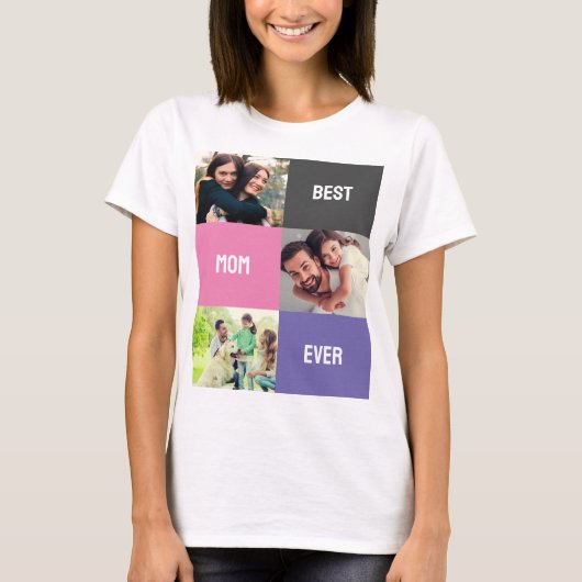 Beste mama ooit | Moederdag 3 Foto-collage T-shirt (Voorkant)