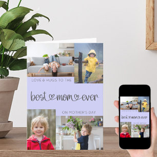 Beste mama ooit Moederdag 4 Foto collage Lila Feestdagen Kaart