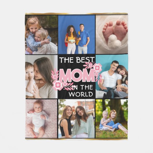 Beste mama ooit | Moederdag 8 Foto-collage Fleece Deken (Voorkant)