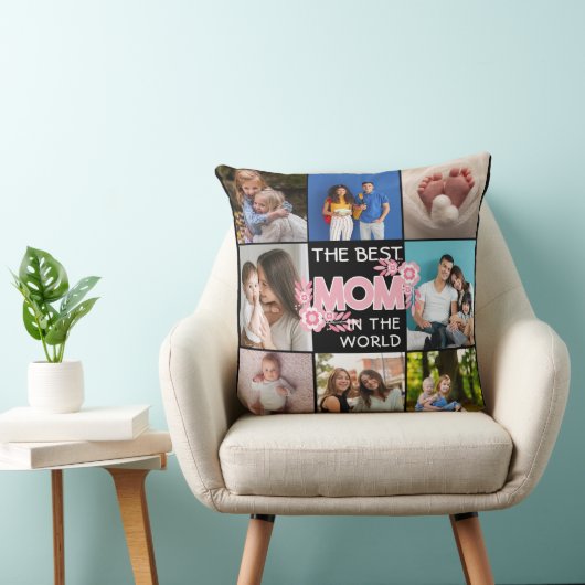 Beste mama ooit | Moederdag 8 Foto-collage Kussen (Stoel)