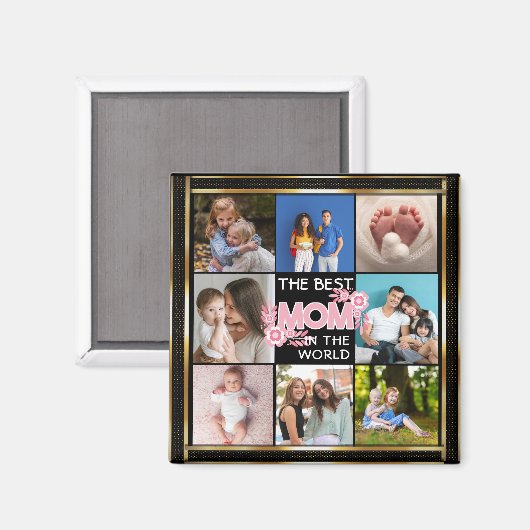 Beste mama ooit | Moederdag 8 Foto-collage Magneet (Voorkant / Achterkant)