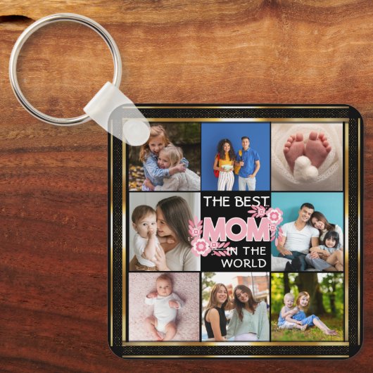 Beste mama ooit | Moederdag 8 Foto-collage Sleutelhanger (Voorkant)