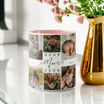 Beste mama ooit | Moederdag 8 Foto-collage Tweekleurige Koffiemok<br><div class="desc">Stuur een mooi gepersonaliseerd moederdag cadeau naar je moeder dat ze zal koesteren. Speciaal gepersonaliseerd moederdag familieforcollage om uw speciale familiefoto's en herinneringen weer te geven. Ons ontwerp is voorzien van een eenvoudig rasterontwerp met acht foto-collage met "Beste Mam ooit", dat is ontworpen in een prachtige handgeschreven zwarte scriptstijl en...</div>