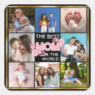 Beste mama ooit   Moederdag 8 Foto-collage Vierkante Sticker