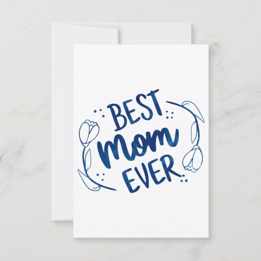 Beste mama ooit Moederdag Blue Floral Gift Idee Bedankkaart (Voorkant)