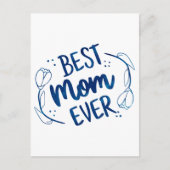 Beste mama ooit Moederdag Blue Floral Gift Idee Briefkaart (Voorkant)