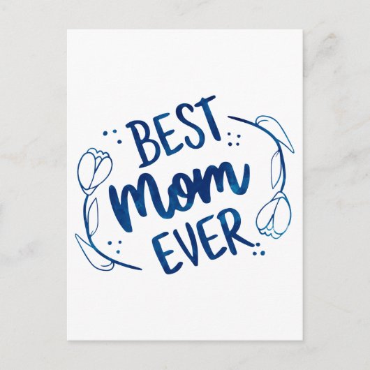 Beste mama ooit Moederdag Blue Floral Gift Idee Briefkaart (Voorkant)