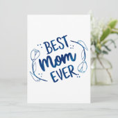Beste mama ooit Moederdag Blue Floral Gift Idee Kaart (Staand voorkant)