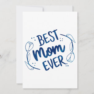 Beste mama ooit Moederdag Blue Floral Gift Idee Kaart