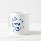 Beste mama ooit Moederdag Blue Floral Gift Idee Koffiemok (Voorkant links)