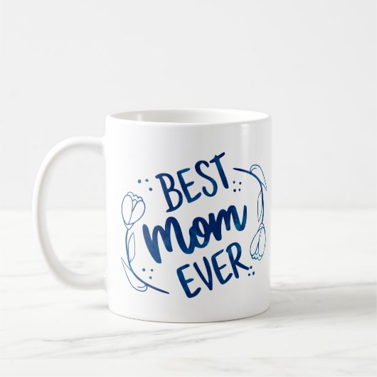 Beste mama ooit Moederdag Blue Floral Gift Idee Koffiemok (Links)