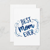 Beste mama ooit Moederdag Blue Floral Gift Idee RSVP Kaartje (Voorkant / Achterkant)
