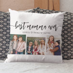 Beste mama ooit - Moederdag fotocollage Kussen<br><div class="desc">Vier Moederdag met het beste Momma Ever Photo Collage Sierkussen. Deze gepersonaliseerde aandenken beschikt over een prachtig gerangschikte collage van gekoesterde foto's, het vastleggen van speciale momenten met je moeder. Gemaakt van hoogwaardige materialen, voegt het een stijlvolle en sentimentele touch toe aan elke ruimte, perfect om op een bed of...</div>