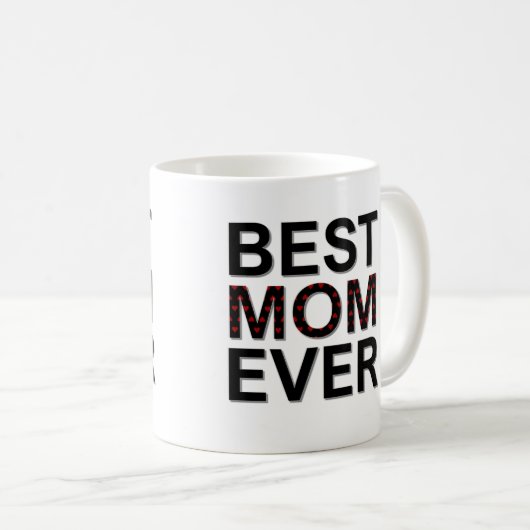 Beste mama ooit Moederdag met Tiny Red Hearts Koffiemok (Voorkant rechts)