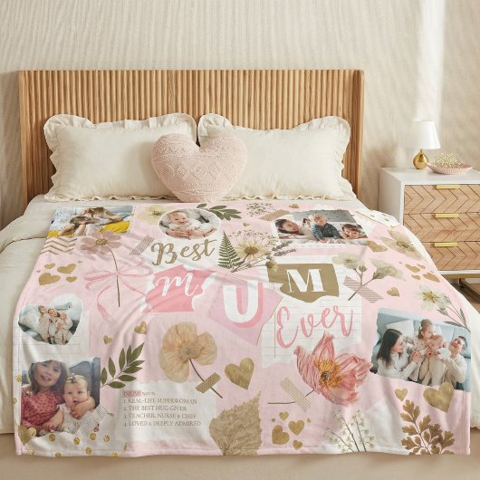 Beste Mama Ooit Moederdag Scrapbook Foto Collage Fleece Deken