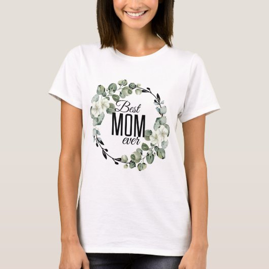 Beste mama ooit Moederdag Trendy Floral T-shirt (Voorkant)
