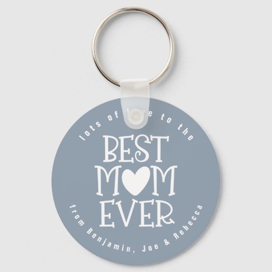 Beste mama ooit Names Dusty Blue White Text Sleutelhanger (Voorkant)