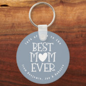 Beste mama ooit Names Dusty Blue White Text Sleutelhanger (Voorkant)