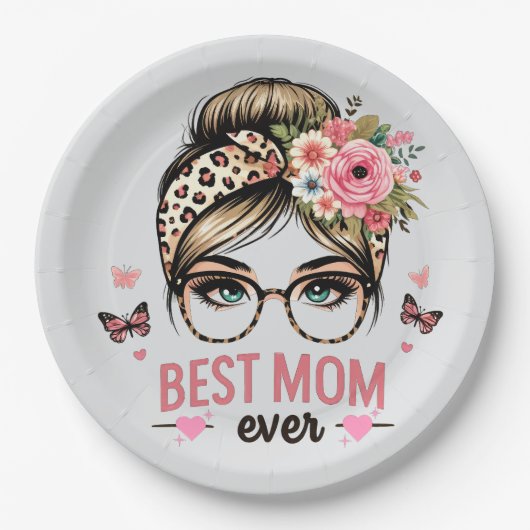 Beste mama ooit papieren bordje (Voorkant)