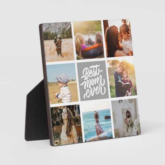 Beste mama ooit persoonlijke foto Collage Gray Fotoplaat (Voorkant)