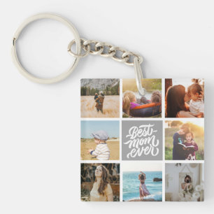 Beste mama ooit persoonlijke foto Collage Gray Sleutelhanger