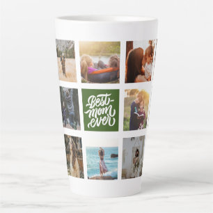 Beste mama ooit persoonlijke foto Collage Green Latte Mok