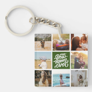 Beste mama ooit persoonlijke foto Collage Green Sleutelhanger