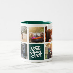 Beste mama ooit persoonlijke foto Collage Green Tweekleurige Koffiemok