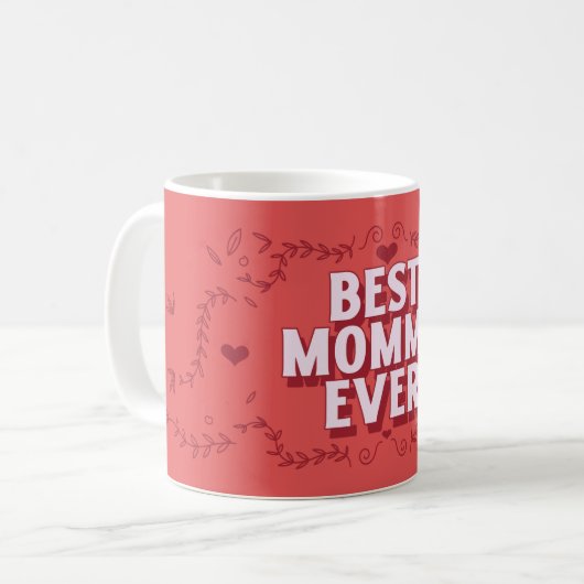 Beste Mama Ooit Red Scroll Hearts Moederdag Mok (Voorkant links)