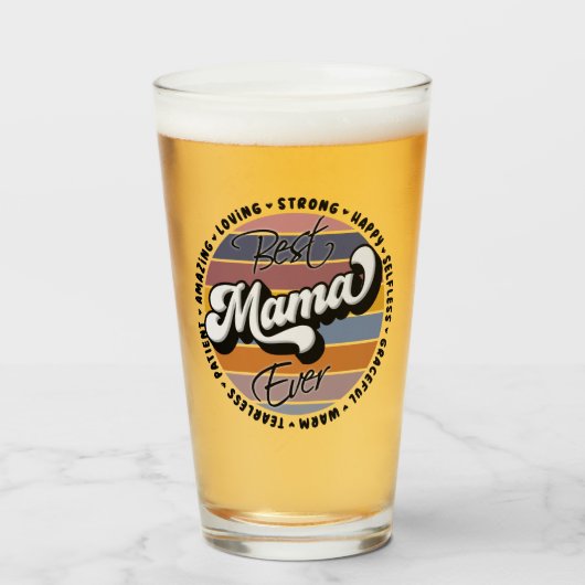 Beste mama ooit, Retro Best Mama Ever, mam Gifts Glas (Voorkant gevuld)