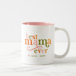 Beste Mama ooit Retro Kleurrijke Lettering Tweekleurige Koffiemok