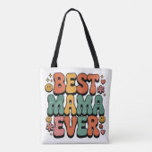Beste mama ooit  retro script Moederdag Tote Bag (Achterkant)