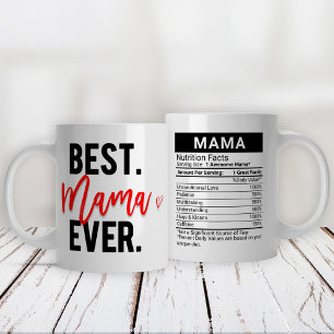 Beste mama ooit rood + voedingsfeiten, grote koffiekop