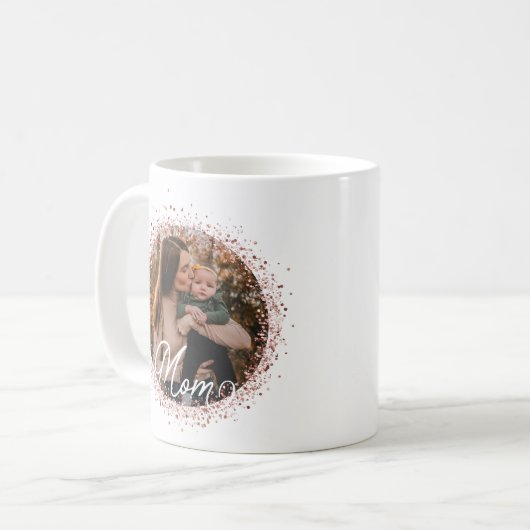 Beste mama ooit Roos Gold Glitter Foto Moederdag Koffiemok (Voorkant links)